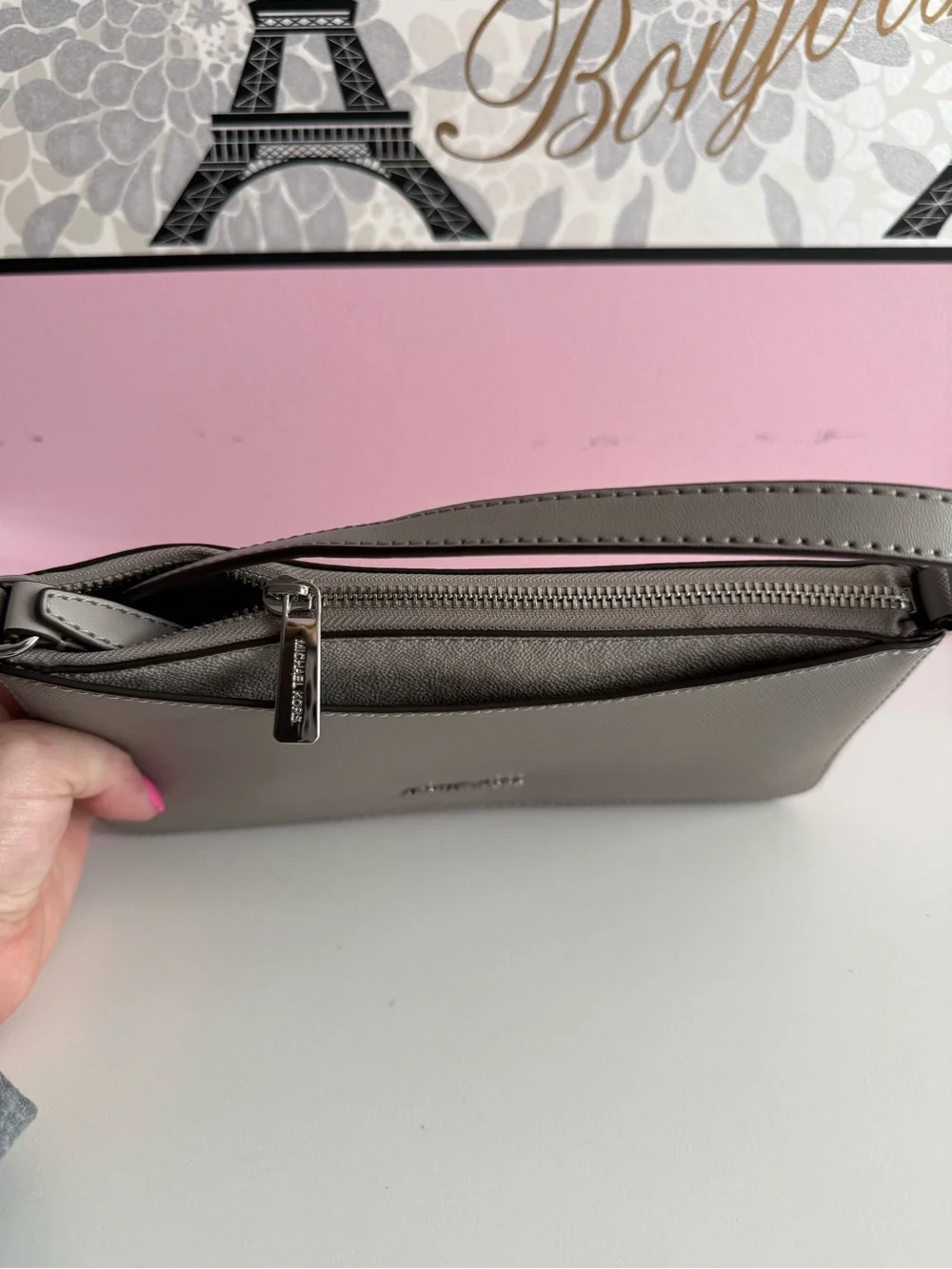 Michael Kors Grey Saffiano Leather Crossbody